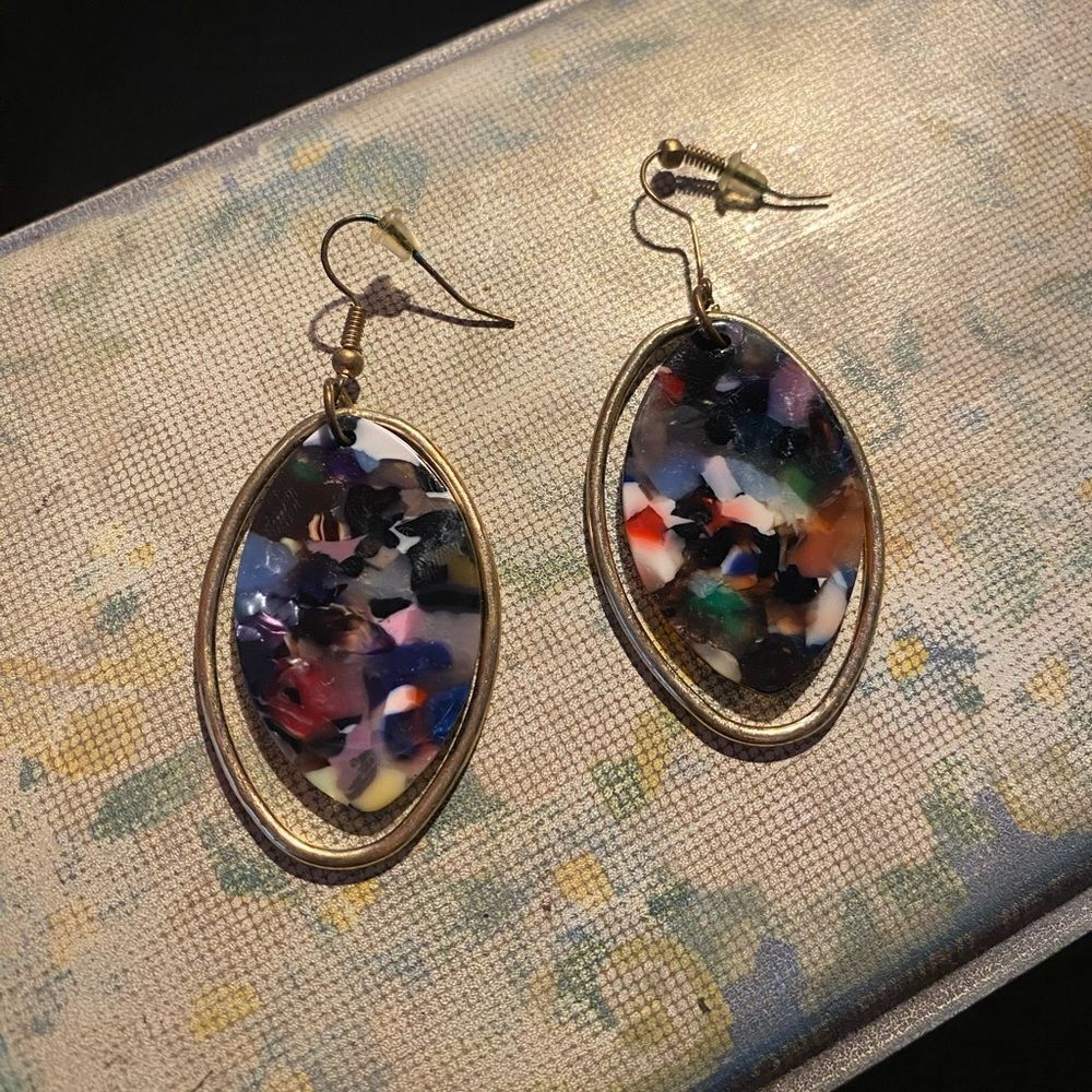 Charming Charlie Colorful Acetate Dangly Statement Earrings